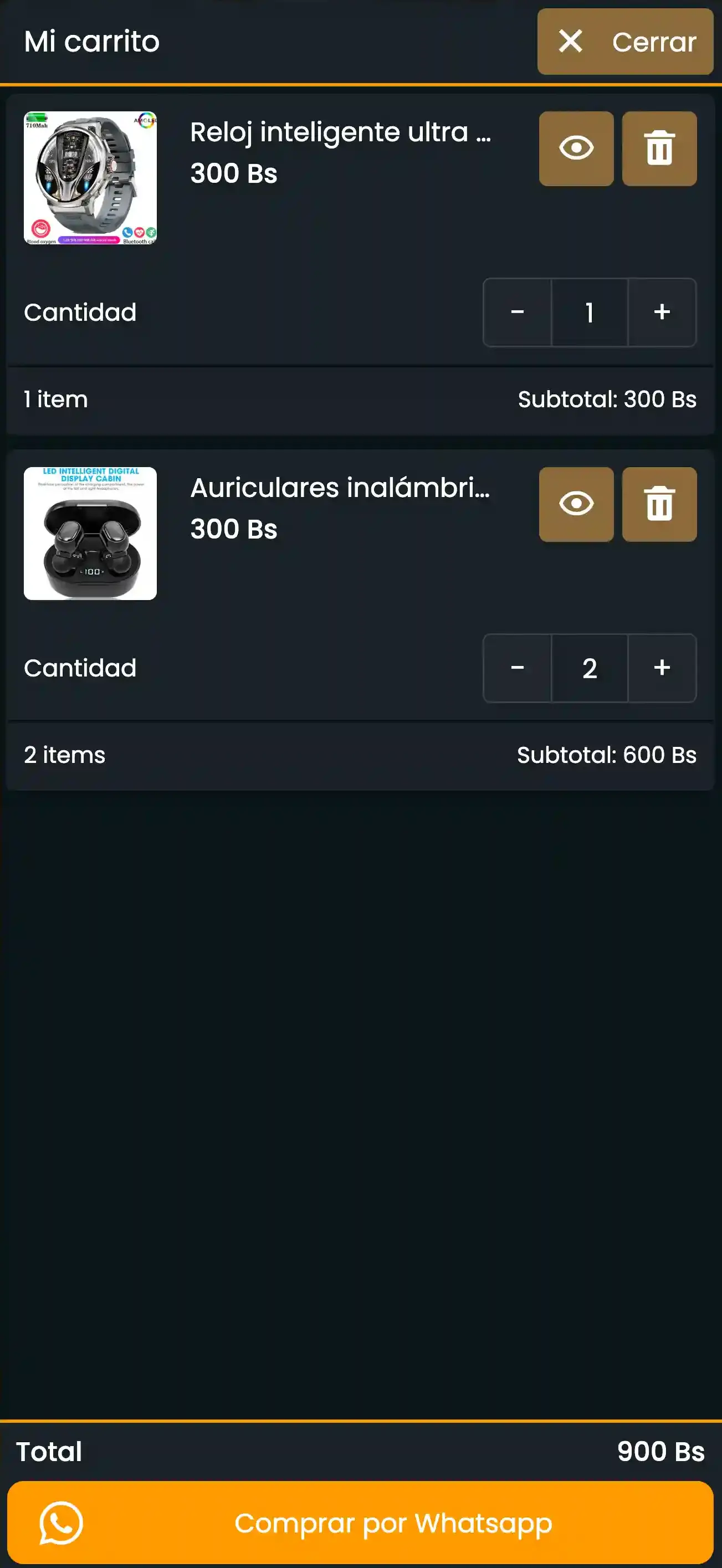 Carrito de compra del catálogo de Tecnología